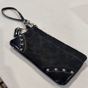 Coach Black Wristlet with Silver Accents